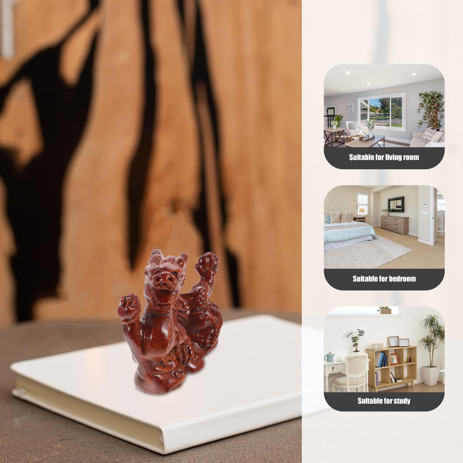 Baluue Chinesische Drachenfigur Aus Holz Fengshui-Drachenstatue 2024 Jahr des Drachen Skulptur Sammlerstücke Heimbüro Desktop-Dekoration Glücksgeschenke 10 cm