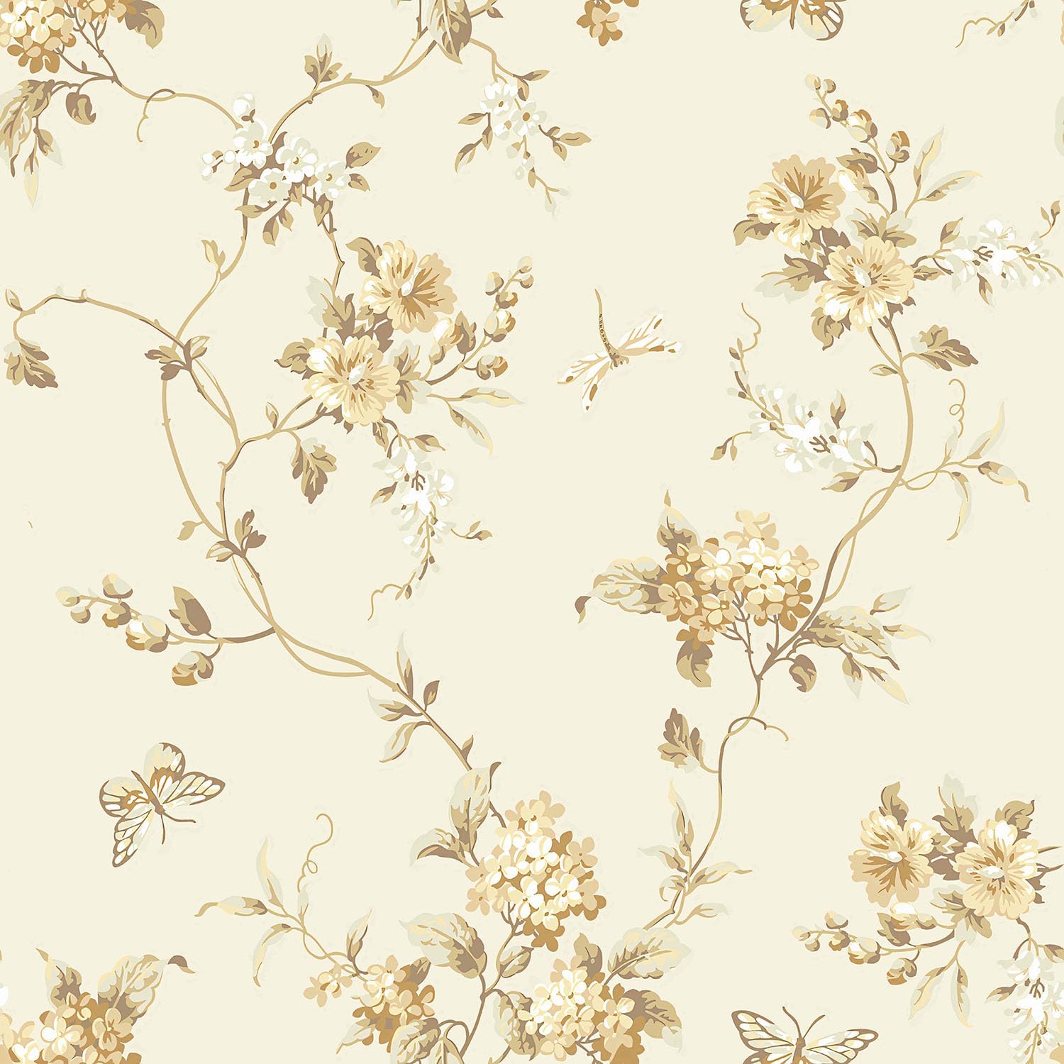 Dviolet Beige Floral Peel and Stick Wallpaper Vintage Contact Paper 17.3"×118" French Flower Decorative Self Adhesive Removable Wallpaper for Bedroom and Bathroom Wall Paper Decor