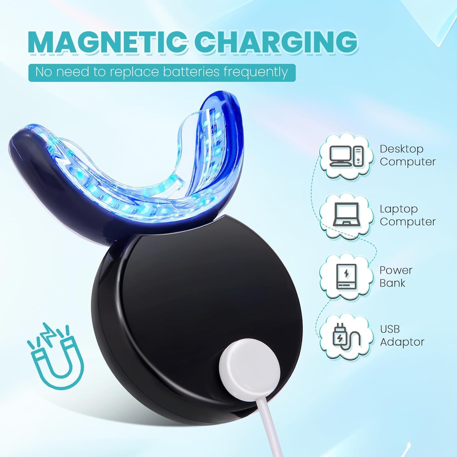 Wellawhite Teeth Whitening Kit,Gegen Gelbe Zähne, Rauchflecken, Sicher Für Den Zahnschmelz, Schonend Zahnaufhellung Zu Hause, 15 Minuten Zahnbleaching (Weiß)