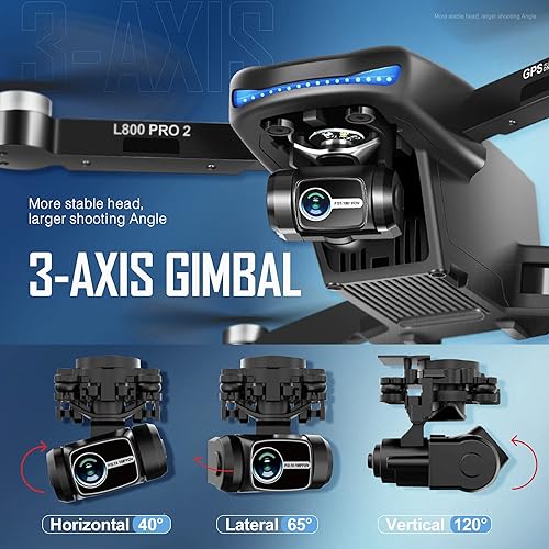 Miniatura 2 de HHD Drone GPS con cámara para adultos 4K - Fotografía aérea de alta definición, cardán de 3 ejes, distancia de control de 3800 pies, retorno