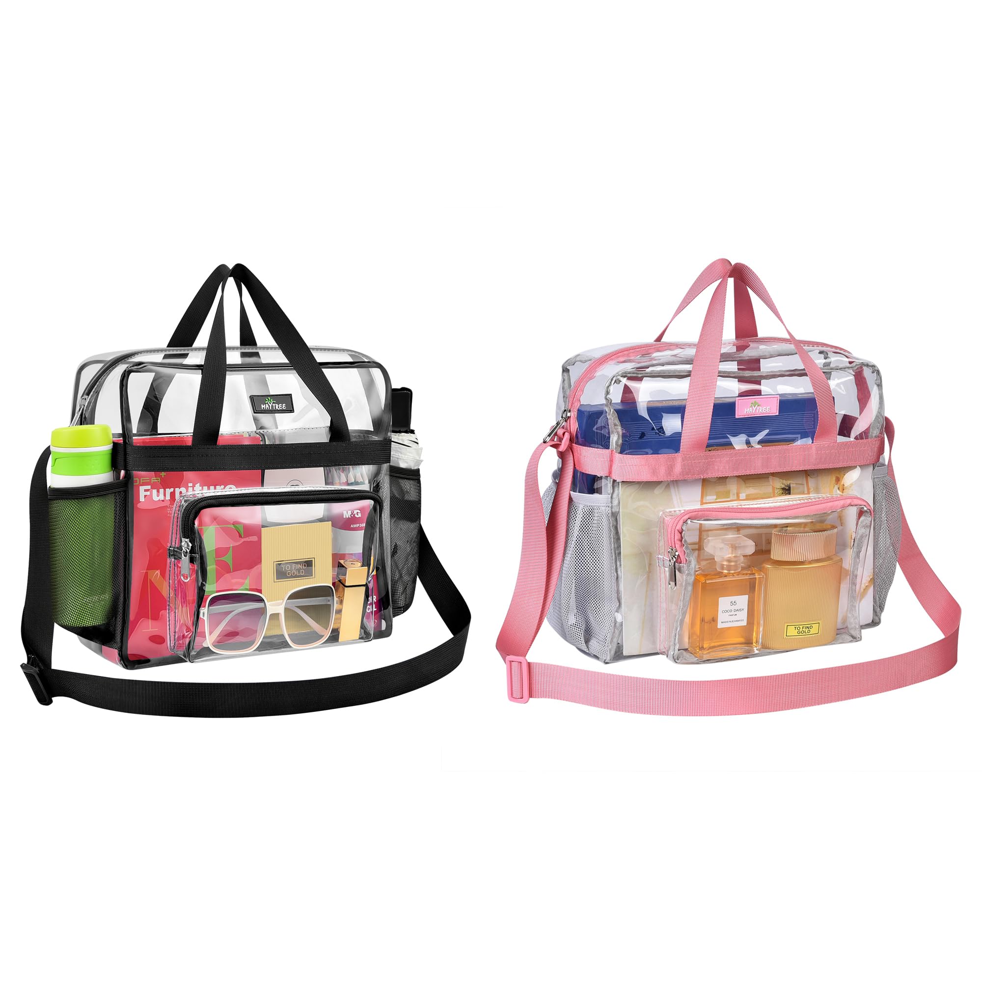 MAYTREE Clear Bag Stadium Approved 12×6×12 for Women, Large Clear Tote Lunch Bag with Reinforced Shoulder Straps for Concert Outfits and Festival