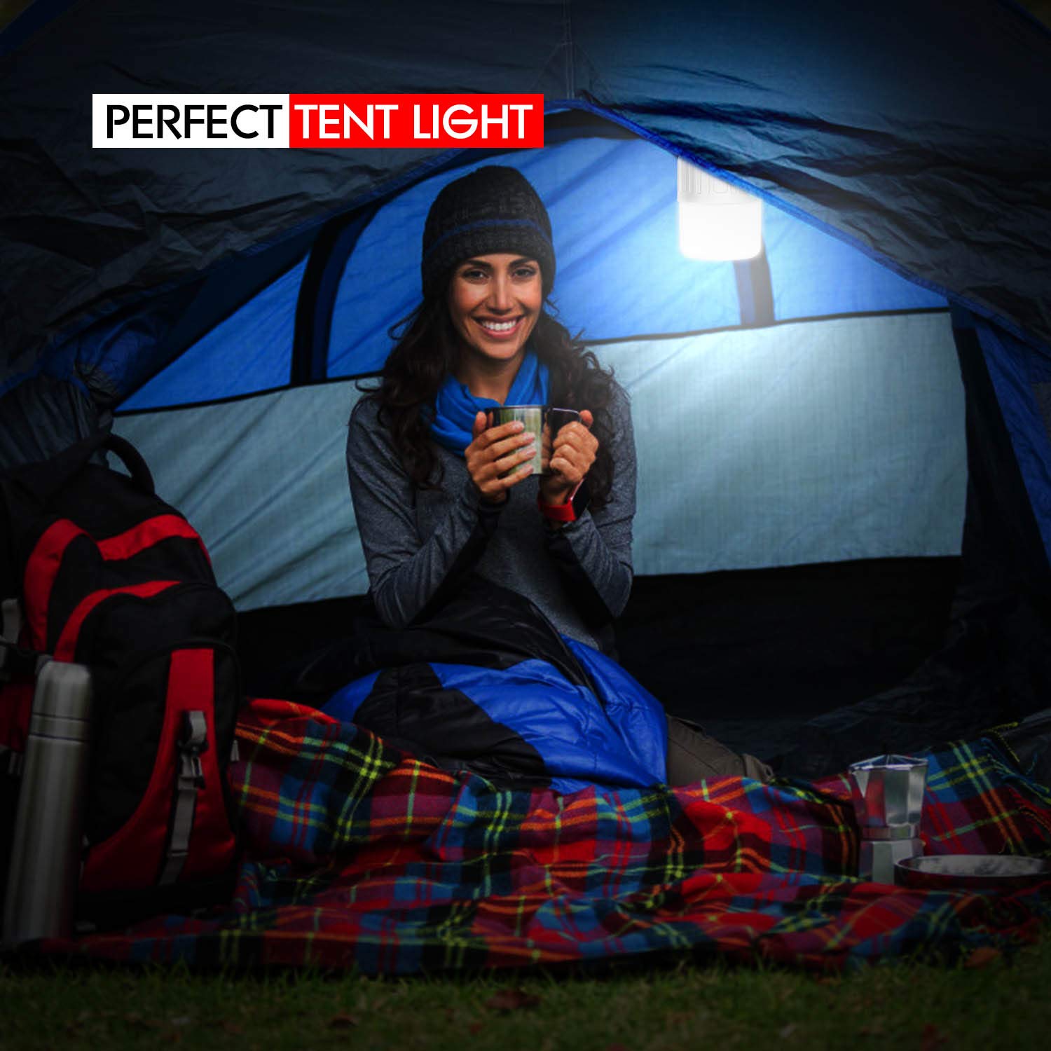 WdtPro - Lanterna da campeggio a LED ricaricabile, 4 pezzi, super luminosa, portatile, con 3 modalità di luce, torcia perfetta per uragano, emergenza, kit di sopravvivenza, escursionismo, pesca