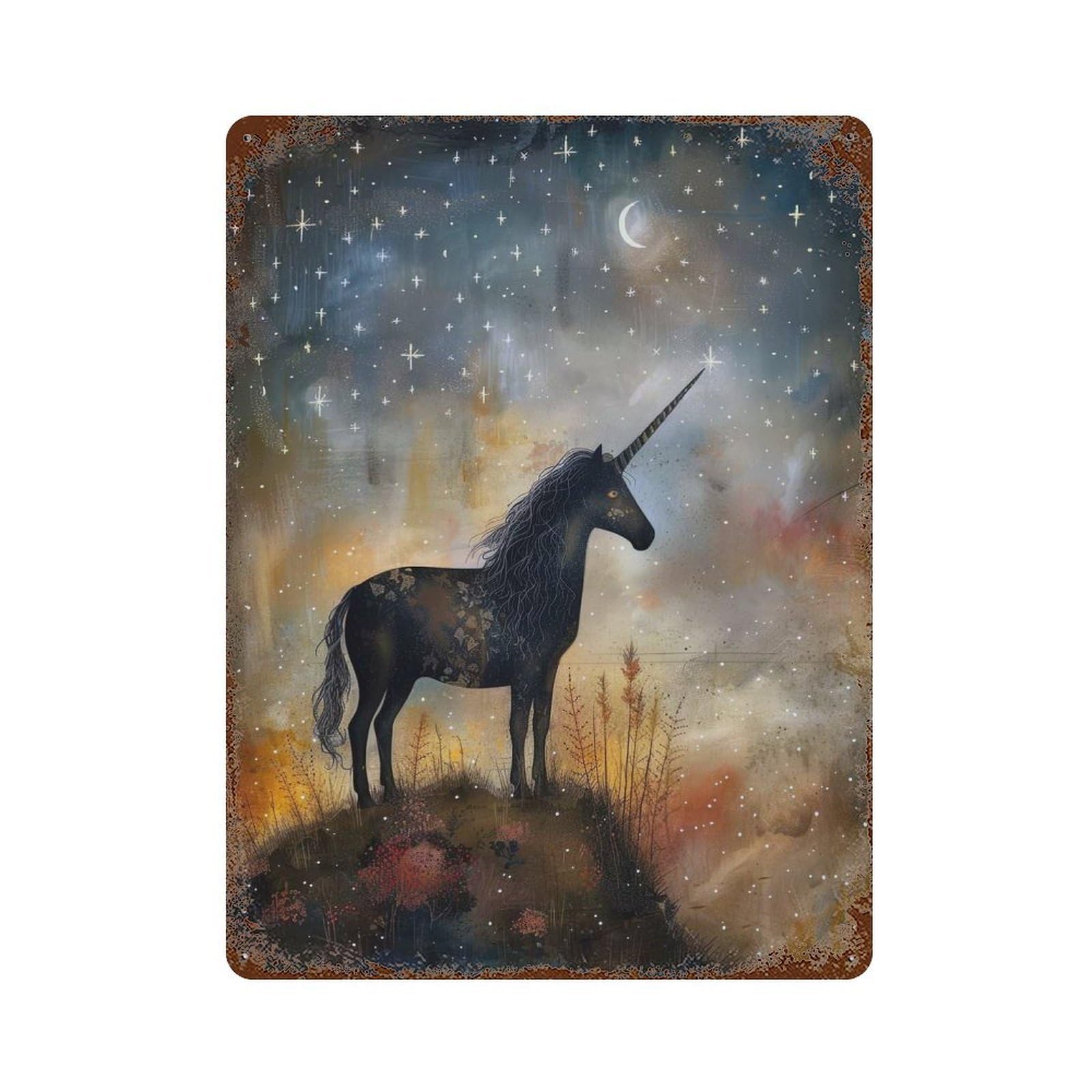 Enchanted Unicorn Decorative Tin Sign 15.7"x11.8", Old School Wall Decor for Garage, Pub Or Kitchen