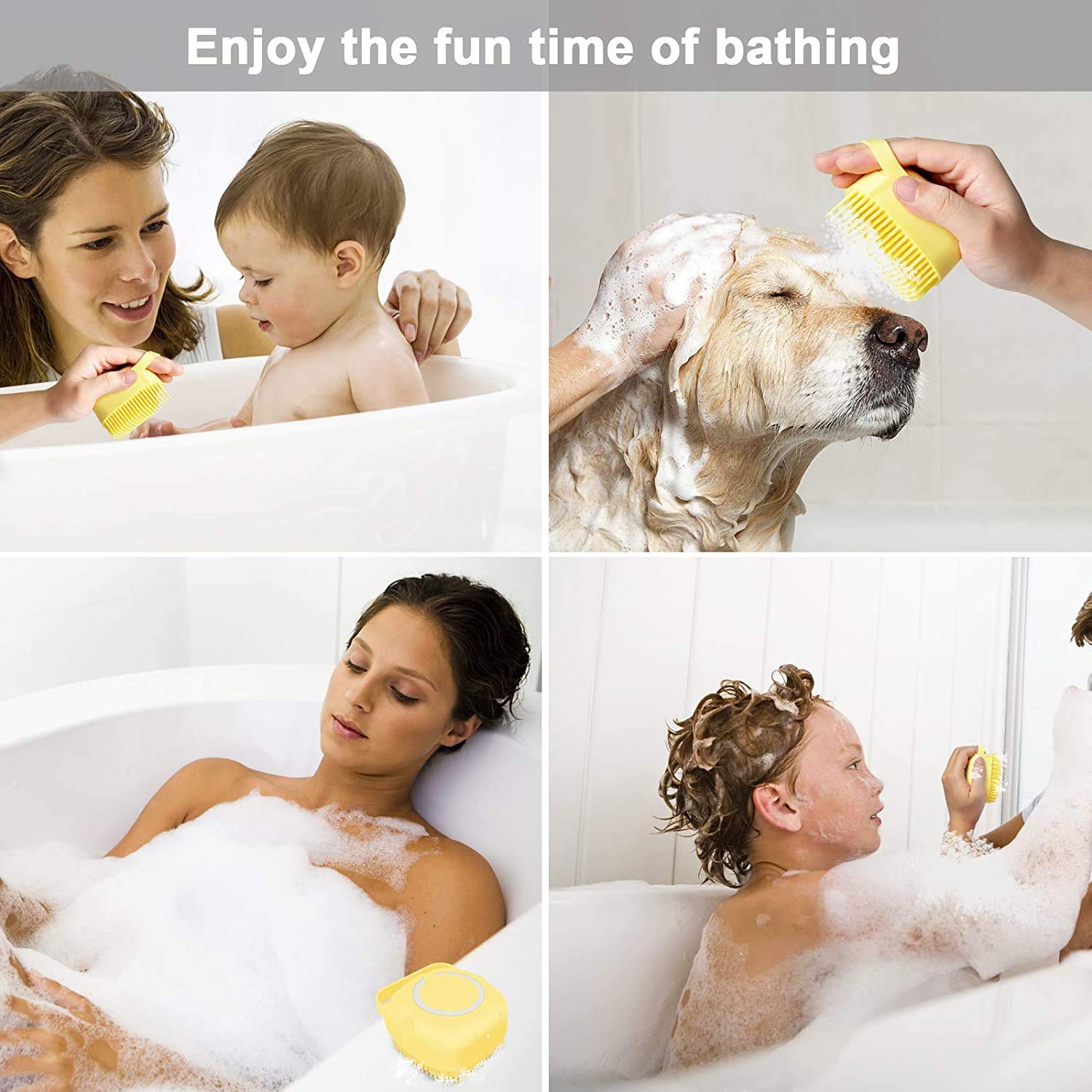 BROCCOLIN® Silicone Body Scrubbers Loofah Brush for Use in Shower, Silicone Massage Exfoliating Bath Brush with Soap Dispenser, Deep Cleaning, Reusable Loofa for Women Kids 3