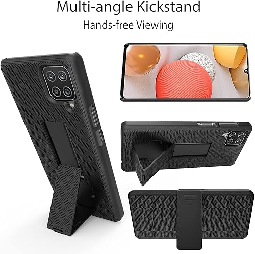 Miniatura 3 de Ailiber Funda compatible con Galaxy A42 5G, funda para Samsung M42 5G con protector de pantalla, soporte giratorio para cinturón con soporte, funda