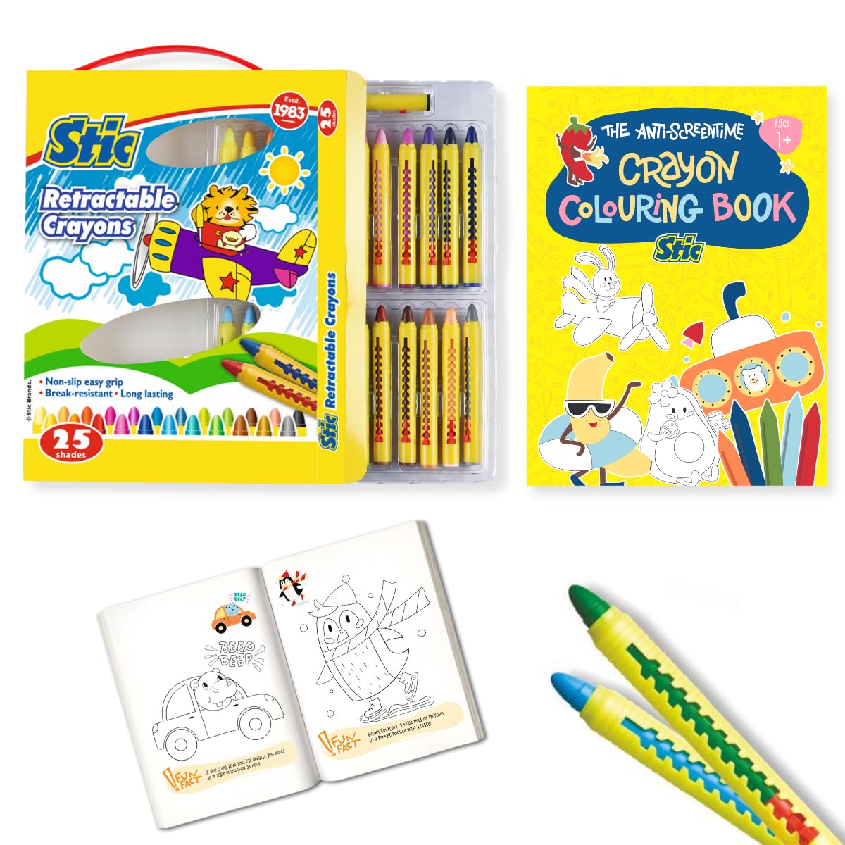 Stic 25 Retractable Crayons Colouring Book Toddler Grip Control Unbreakable Washable Erasable Twistable Non Toxic Edible finger block drawing Toy baby safe kindergarten return gift kids 1 year Pencil (B0CQRDWMLK) Amazon Price History, Amazon Price Tracker
