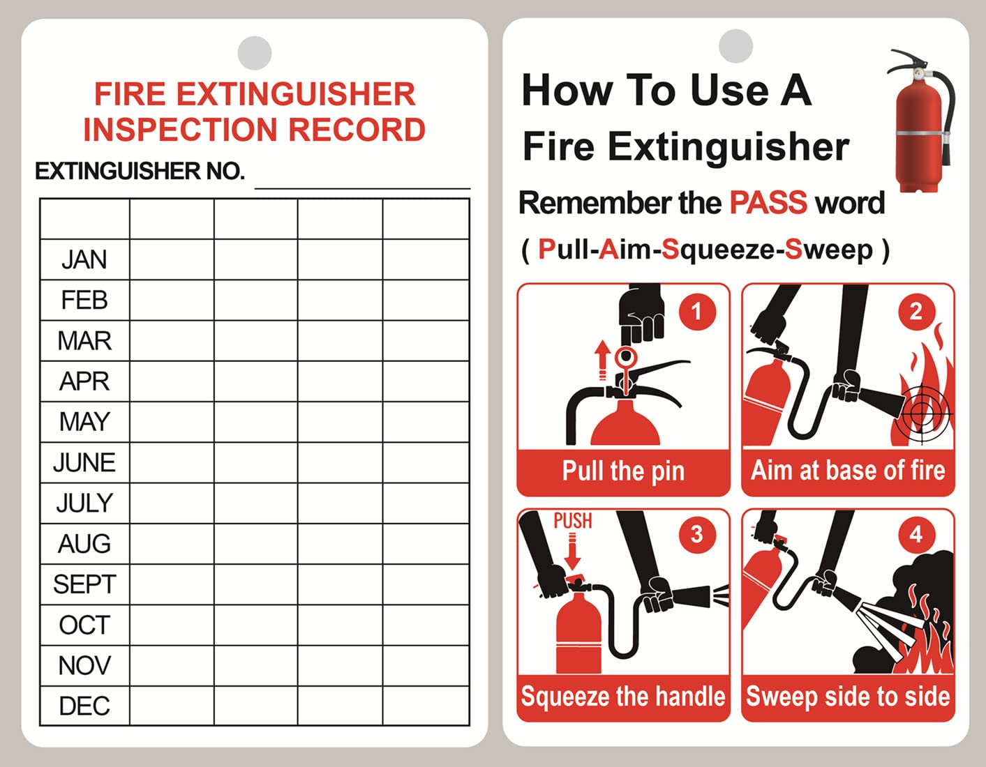 Fire Extinguisher Inspection Tags - 10 Pack -2