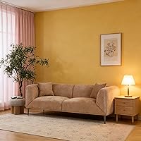 Vista 6 de Sofá moderno de 82 pulgadas, sofá de 3 plazas, sofás Boucle de lujo, sofás minimalistas tapizados con patas de metal, sofás curvados con asiento