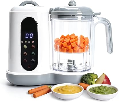 Baby Food Maker | All-in-One Steamer Blender Grinder, One-Touch Auto Cooking, Self-Cleaning Function, Puree Maker & Sterilizer for Healthy Homemade Baby Meals White