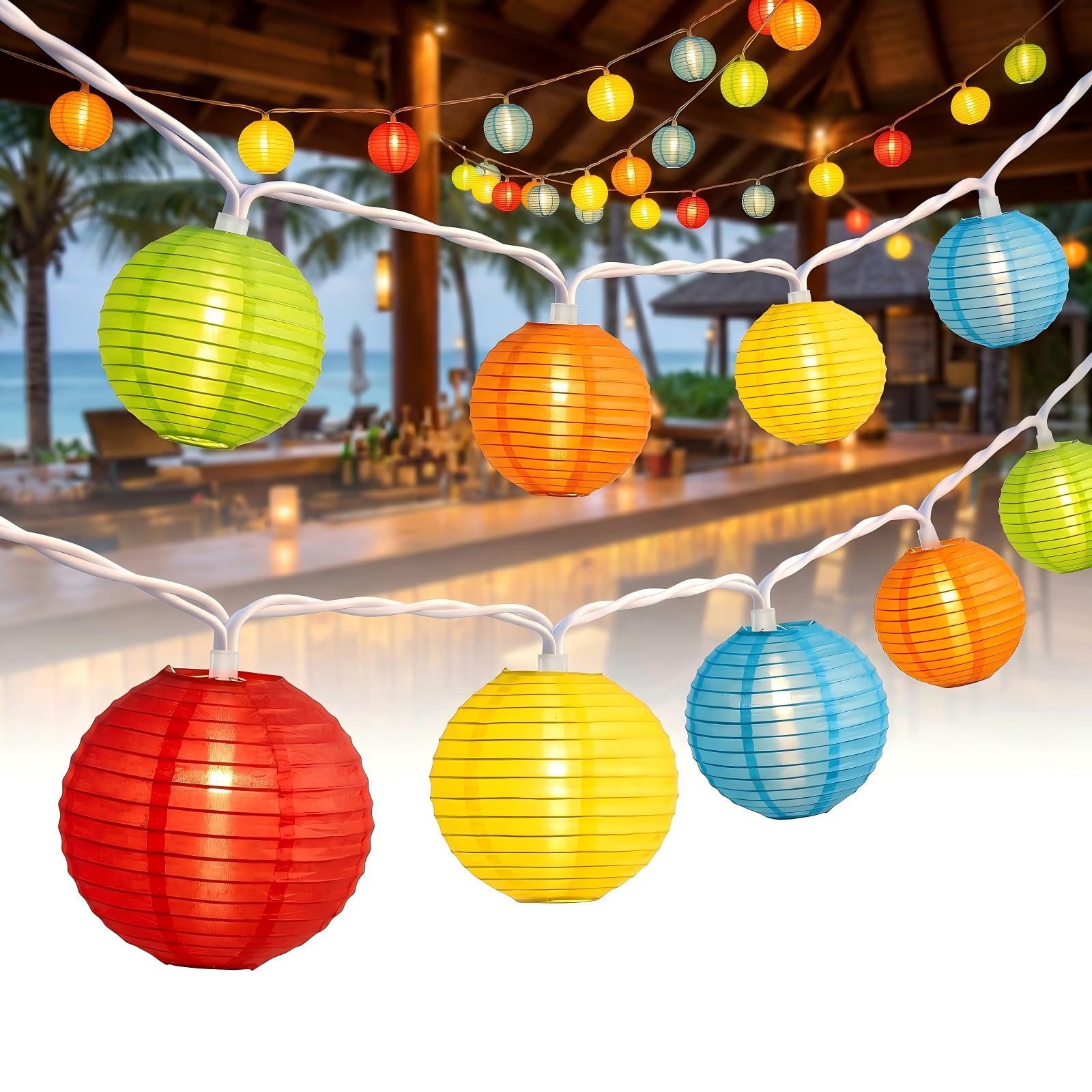 Romasaty Multicolor Lantern String Lights,Colorful Hanging Lanterns String Light in Home & Garden Decorative Lights for Indoor Outdoor Patio Party