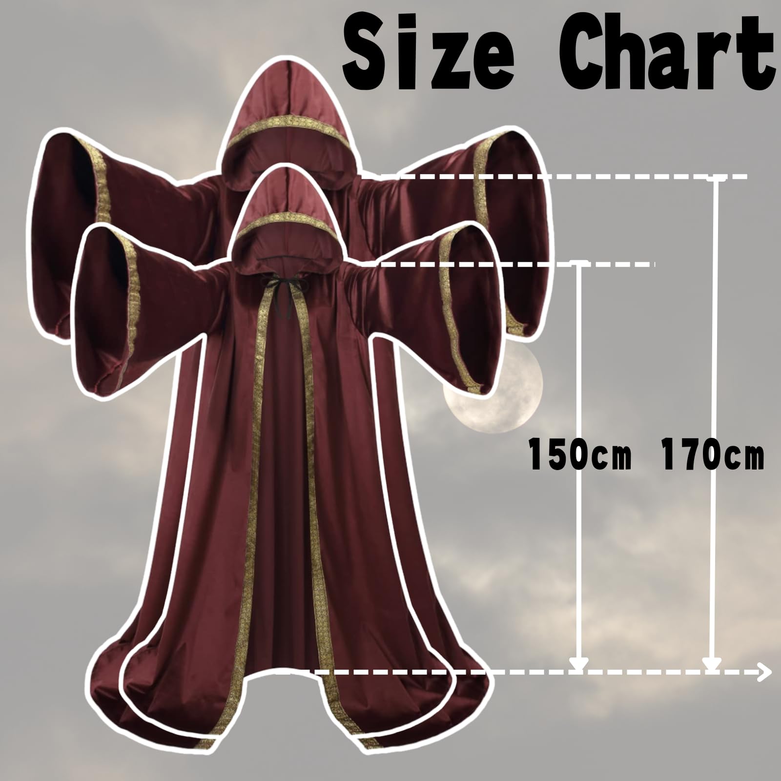 Mystic Adult Wizard Robe with Dutch Velvet,Medieval Knight Hooded Cloak - Image 4