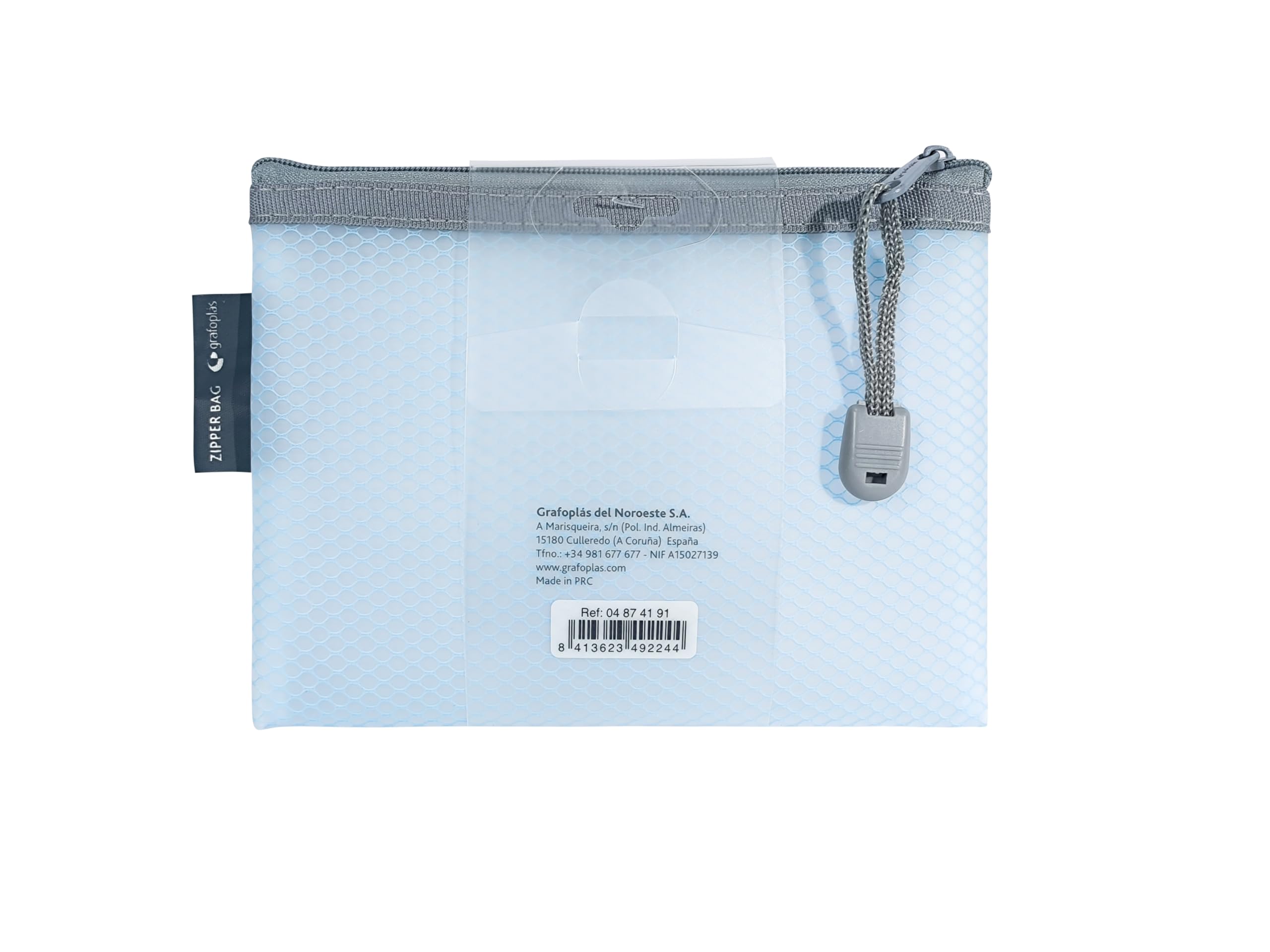 Busta Portadocumenti In EVA Trasparente Grafoplás Soft Check 23x13 Cm - Impermeabile E Morbida Al Tatto - Per Viaggi, Scuola E Piccoli Oggetti - Blu Pastello - 3