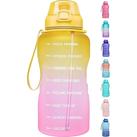 Fidus Large 1 Gallon/128oz Motivational Water Bottle with Time Marker & Straw,Leakproof Tritan BPA Free Water Jug,Ensure You Drink Enough Water Daily for Fitness,Gym and Outdoor Sports