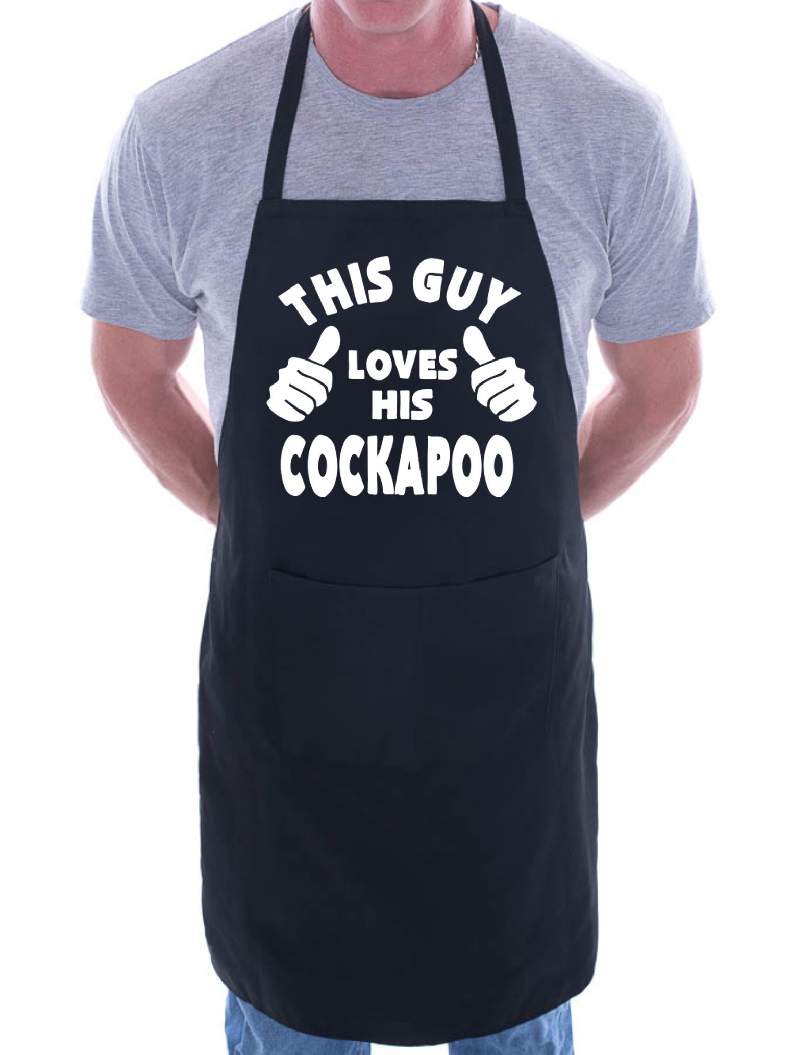 Print4u Men's Black This Guy Loves His Cockapoo Bbq Dog Cooking Funny Novelty Apron