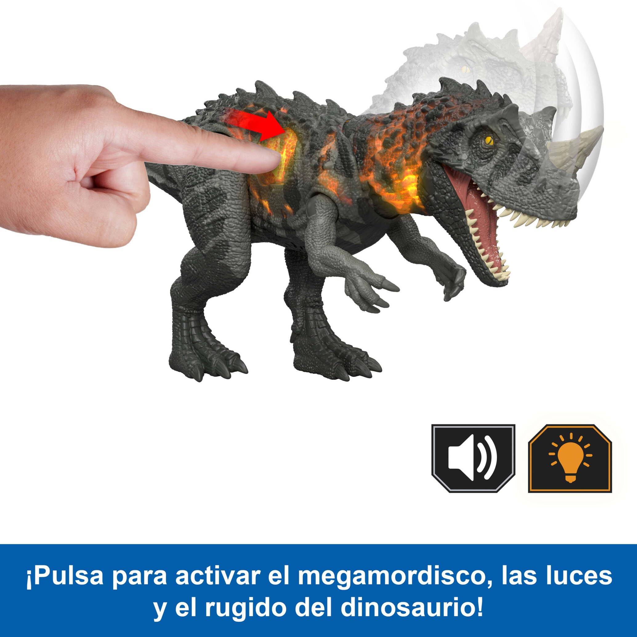 Mattel Jurassic World Rugido Salvaje Figuras de Dinosaurio con Ataque de mordisco en múltiples direcciones y Sonido, Juguete articulado, Juego Digital (Las Especies Pueden Variar), JKL77