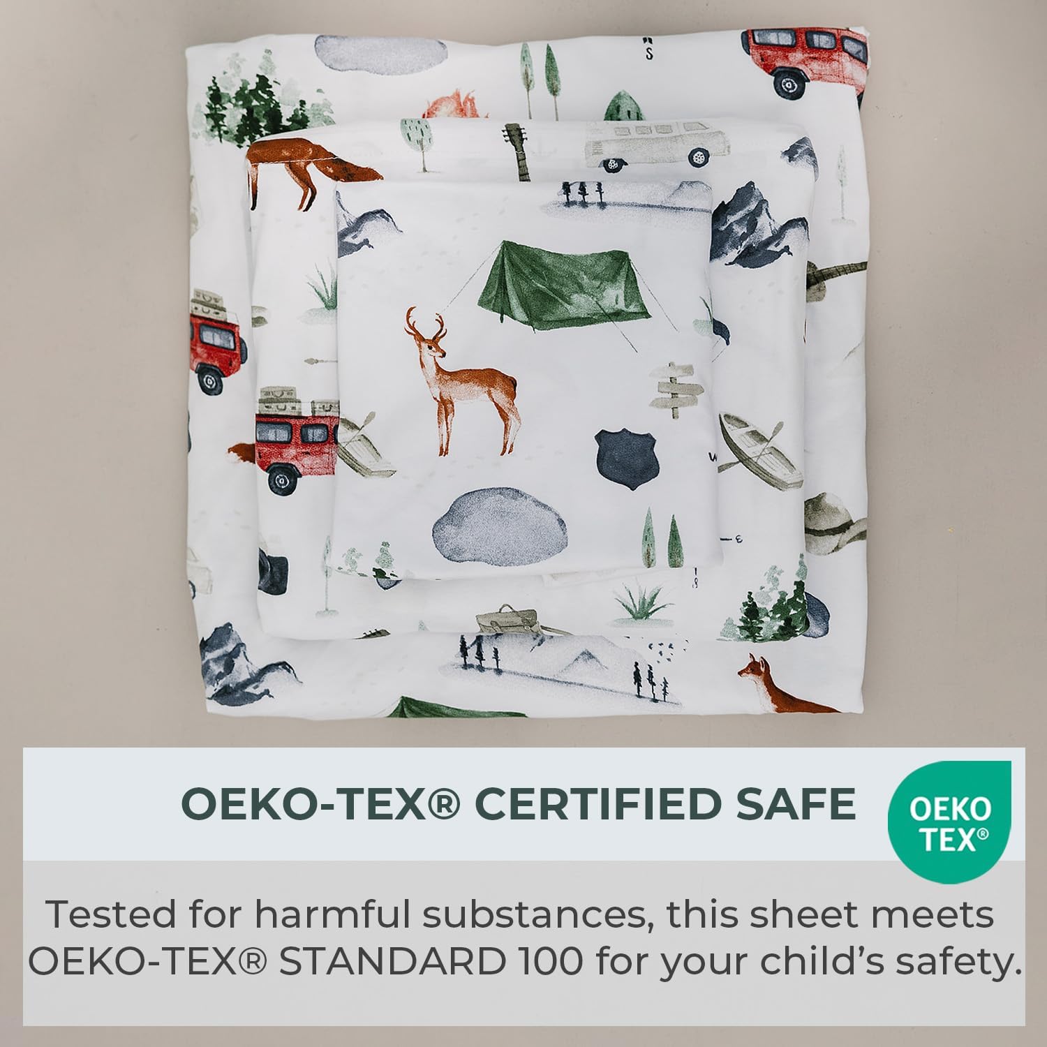 Pobibaby Premium Twin Full Sheets Sets, Kids Double Bed Sheets in Cotton Blend | Ultra-Soft Woodland Camping Print with Fitted Sheet, Flat Sheet & Pillowcases (Full Explore) - Image 5