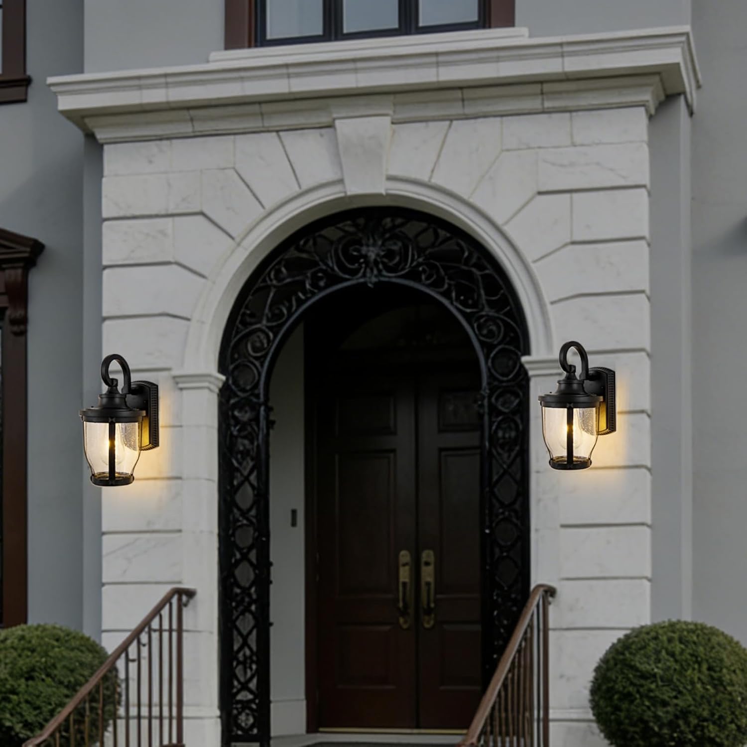 2 Packs 12.7" Outdoor Porch Lights Wall Mount, Black Modern Waterproof Outdoor House Lights Wall Mount, Exterior Lighting Fixtures for Outside, Garage, Front Door, House, Patio