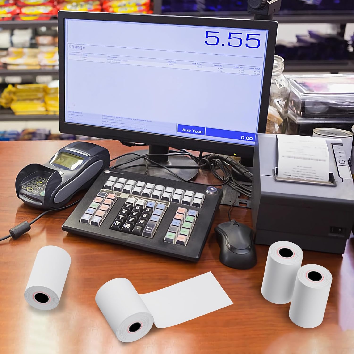 2 1/4" x 50' feet Thermal Paper, POS Cash Register Receipt Rolls,10 Rolls Receipt Paper, Fits All POS Cash Registers - Image 3