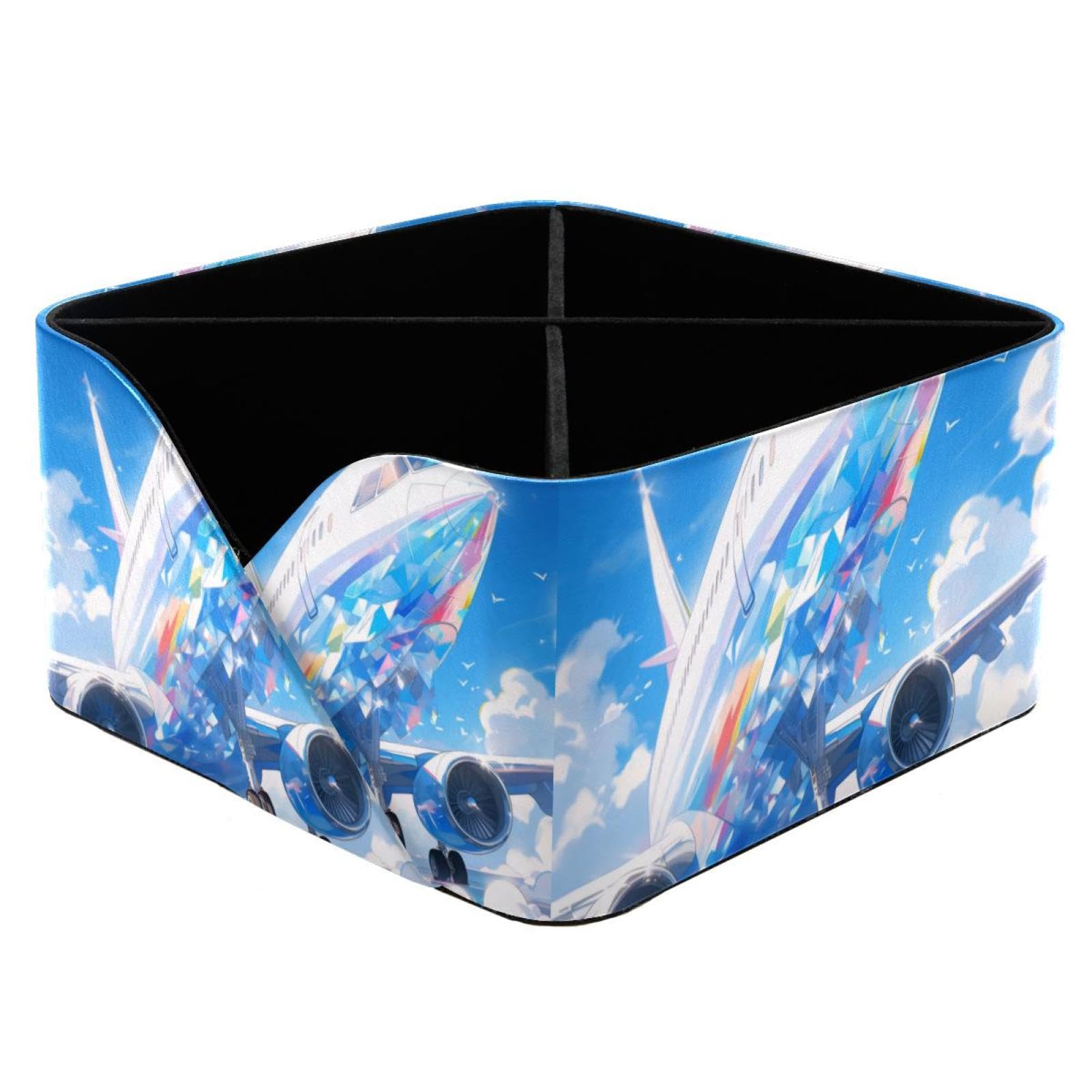 Boîte de rangement polyvalente motif avion bleu pour organiser vos essentiels du quotidien