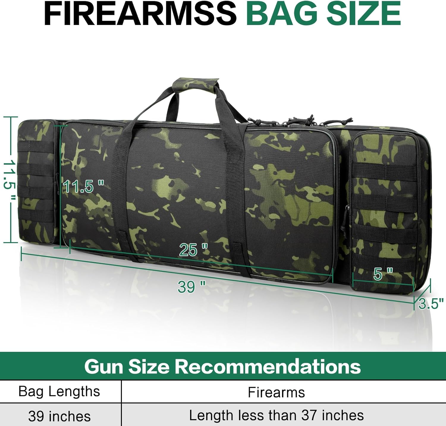 Soft Rifle Case, Double Rifle Backpack Tactical Long Gun Bag for Outdoor Hunting Shooting, Portable Shotgun Case for Firearm Storage and Transportation, Camouflage