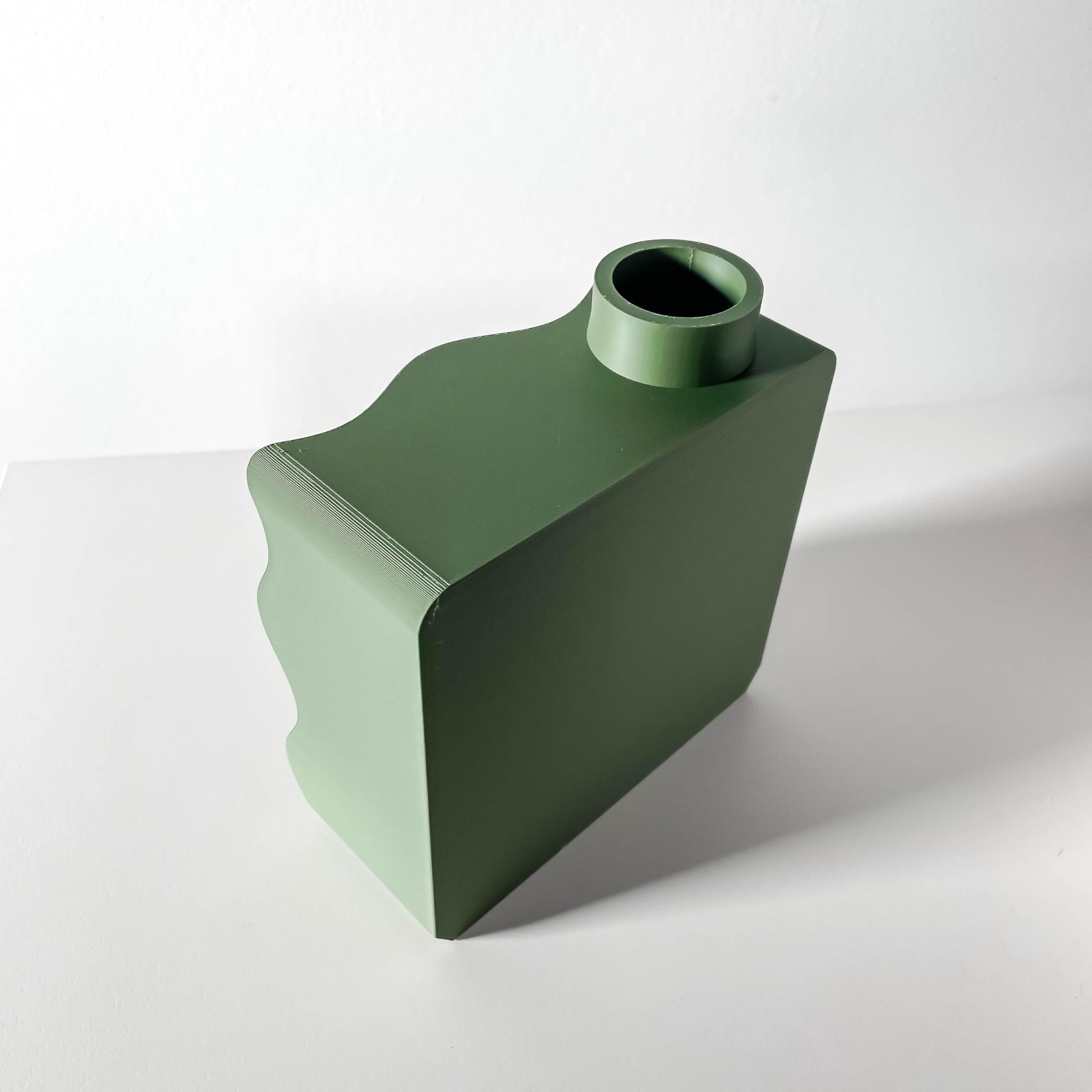Tafunker Green Plastic Vase with Wavy Pattern, Living Room Ornaments Vase, Dry flower vase (Warm Gray, M)… - Image 4