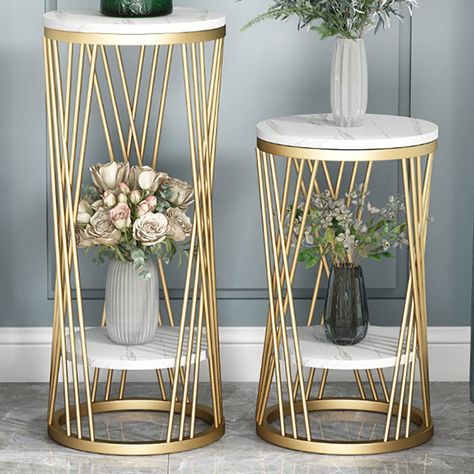 Amazon｜大理石のハイテーブル、北欧の錬鉄製屋内フラワー