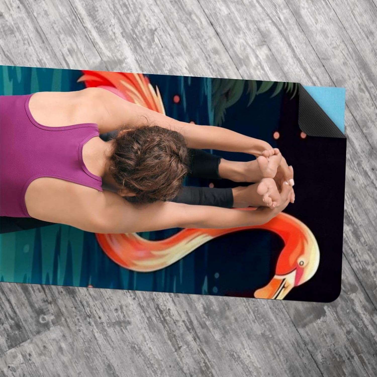 Yoga Towel, Tropical Flamingo Pattern Non Slip Sweat Absorbent Hot Yoga Mat Towel for Hot Yoga, Pilates and Fitness - 72.8" x 26.8"