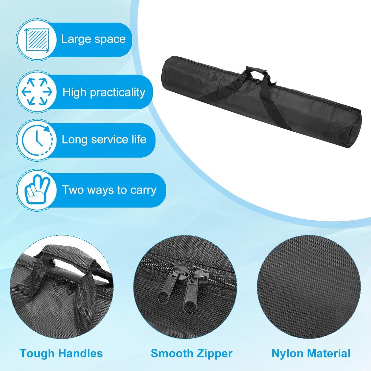 PATIKIL Tripod Carrying Case, 39.4" x 7.1" Heavy Duty Oxford Cloth Padded Tripod Bag with Handles for Light Stands Umbrellas Tripods Mic Speaker Stand, Black