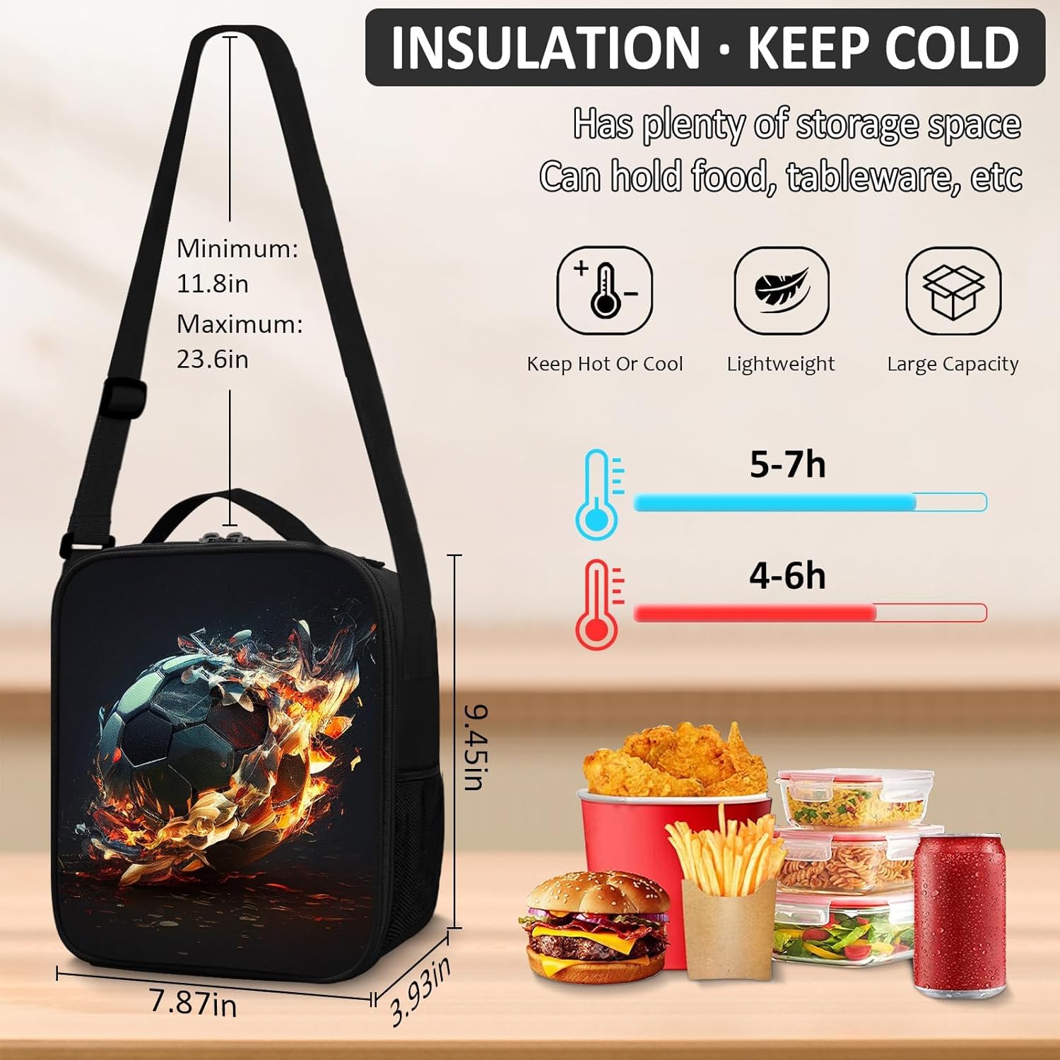 School Backpack for Boys - 4pcs Soccer Boys Backpack with Lunch Box and Pencil Case for Kids Children Teens Elementary Middle School - Students Bag for Ages 6-18,17″Bookbag Travel Back Pack - Image 4