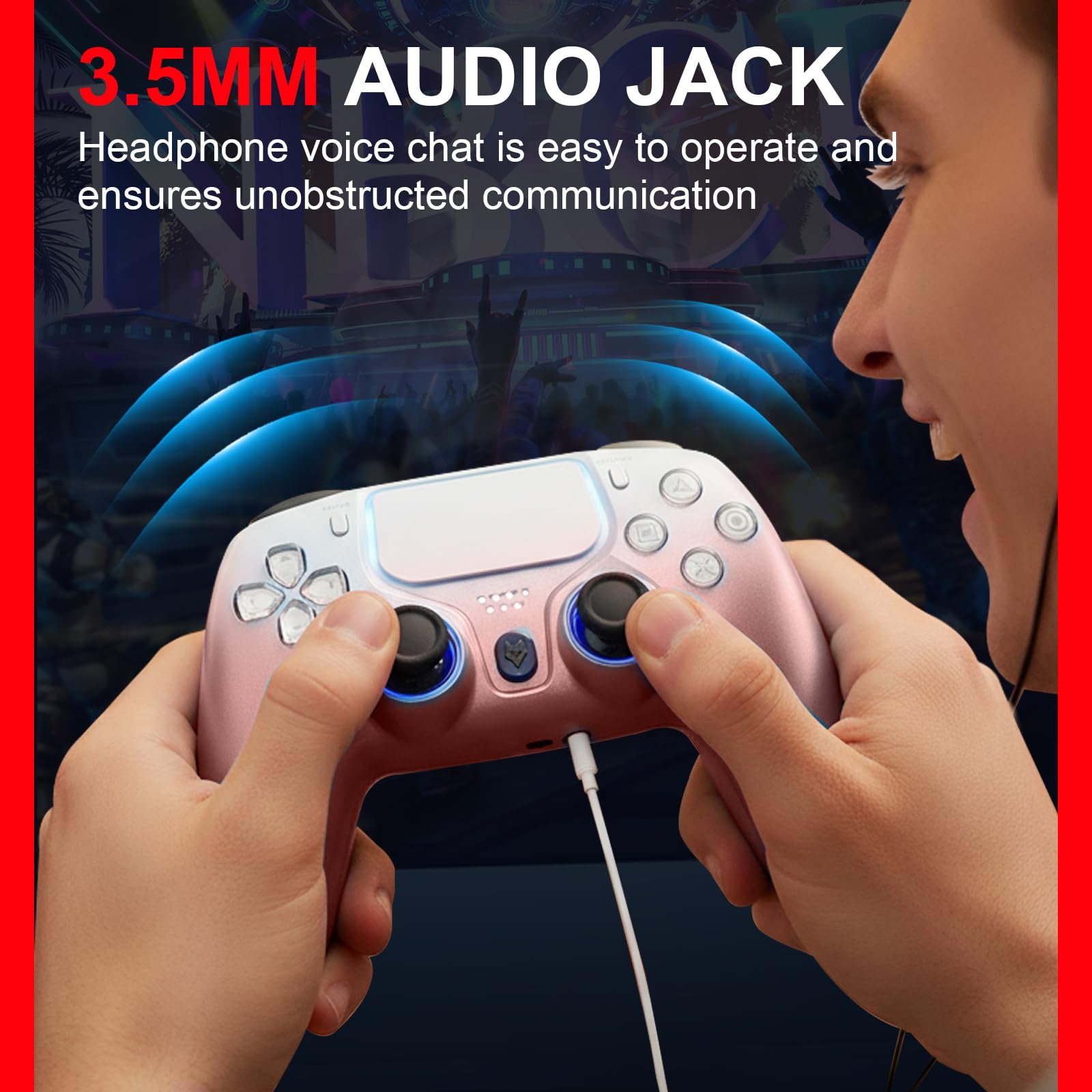 NBCP-Game controller für PS4, kabellos, playstation 4 controller, Controlador Inalámbrico PS4, 1200 mAh Akku/Doppelmotoren/6-Achsen-Gyro/3,5 mm Audiobuchse/Hall Effekt-Sensor (Gold)