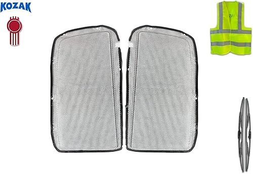 Miniatura 2 de KOZAK Aluminum Mesh Net Bug Net (Passenger Right & Driver Left Side) Pair For Grille Compatible with Kenworth T660 PLUS Logo, 2x 22" Windshield