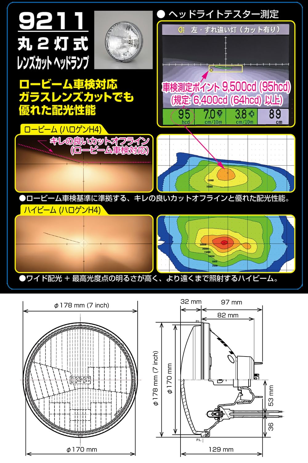 Amazon.co.jp: IPF ヘッドライト ASSY レンズカット ハロゲン H4 丸形