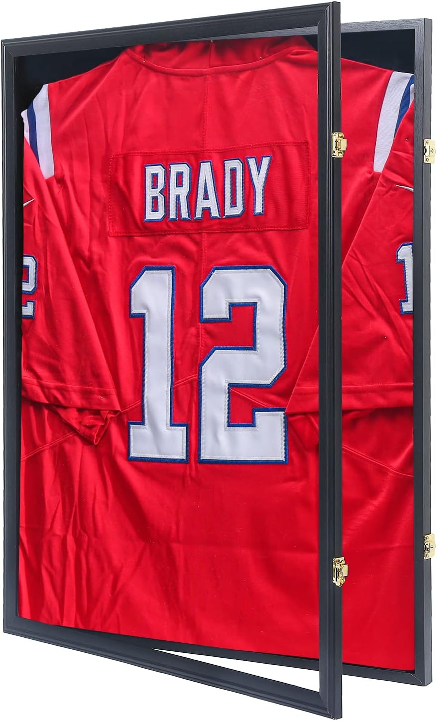 Grintus Jersey Frame Display Case Jersey Display Case Jersey Shadow Box with Uv Protection Acrylic and Hanger for Baseball Basketball Football Soccer Hockey Sport Shirt and Uniform,Black Finish