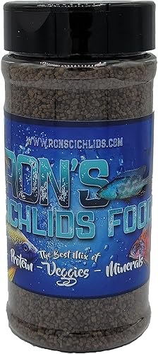 Ron's - Pellets de cíclidos juveniles  Pellets de cíclidos hundidos llenos de proteínas, verduras y minerales para peces brillantes, vibrantes y