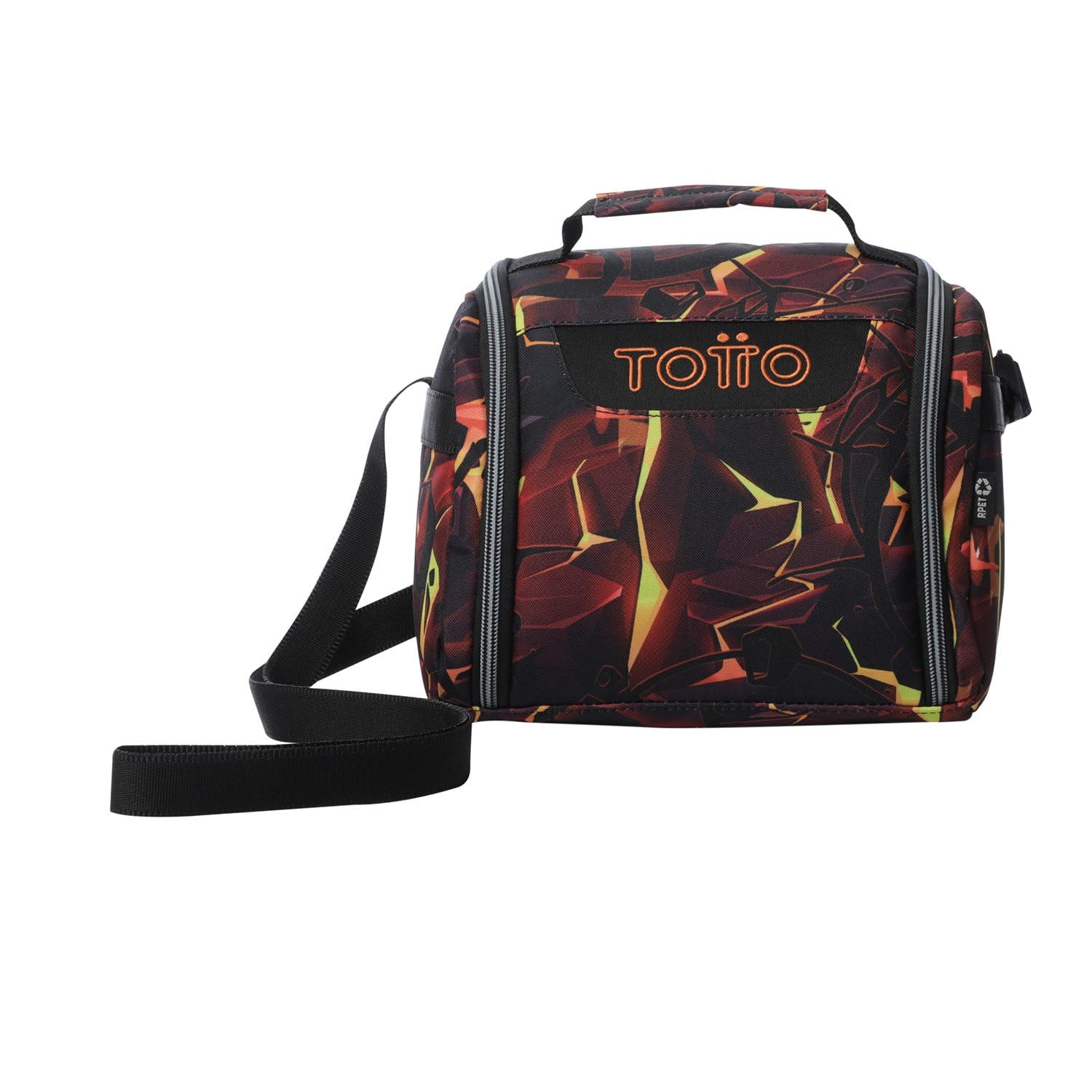 TOTTO - Bolsa Térmica Porta Alimentos 8L, Modelo Resaltador, 25 x 20 x 17 cm, Portameriendas Infantil, Apertura 180º, Asa de Mano, Correa Ajustable, Pasador para Mochila con Ruedas, Color Flash Rojo