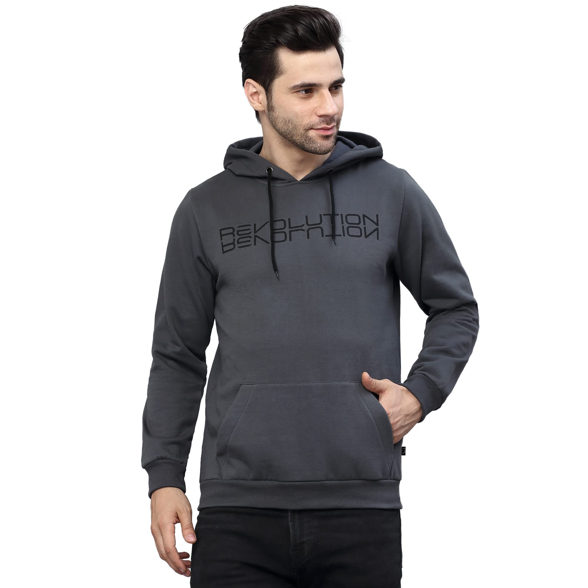 rigo Fleece Printed Hooded Sweatshirt for Men | Casual Wear Stylish Huddy Sweatshirts for Men | Full Sleeves Hoodies for Men-picture-13