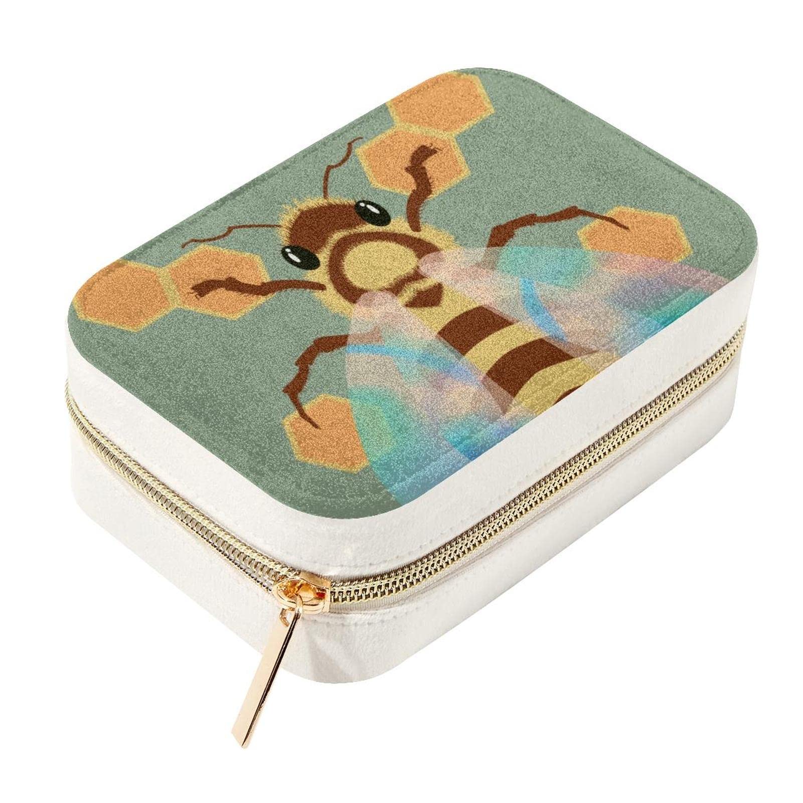 Boîte à bijoux de voyage en velours abeille | Finis les bijoux perdus et emmêlés