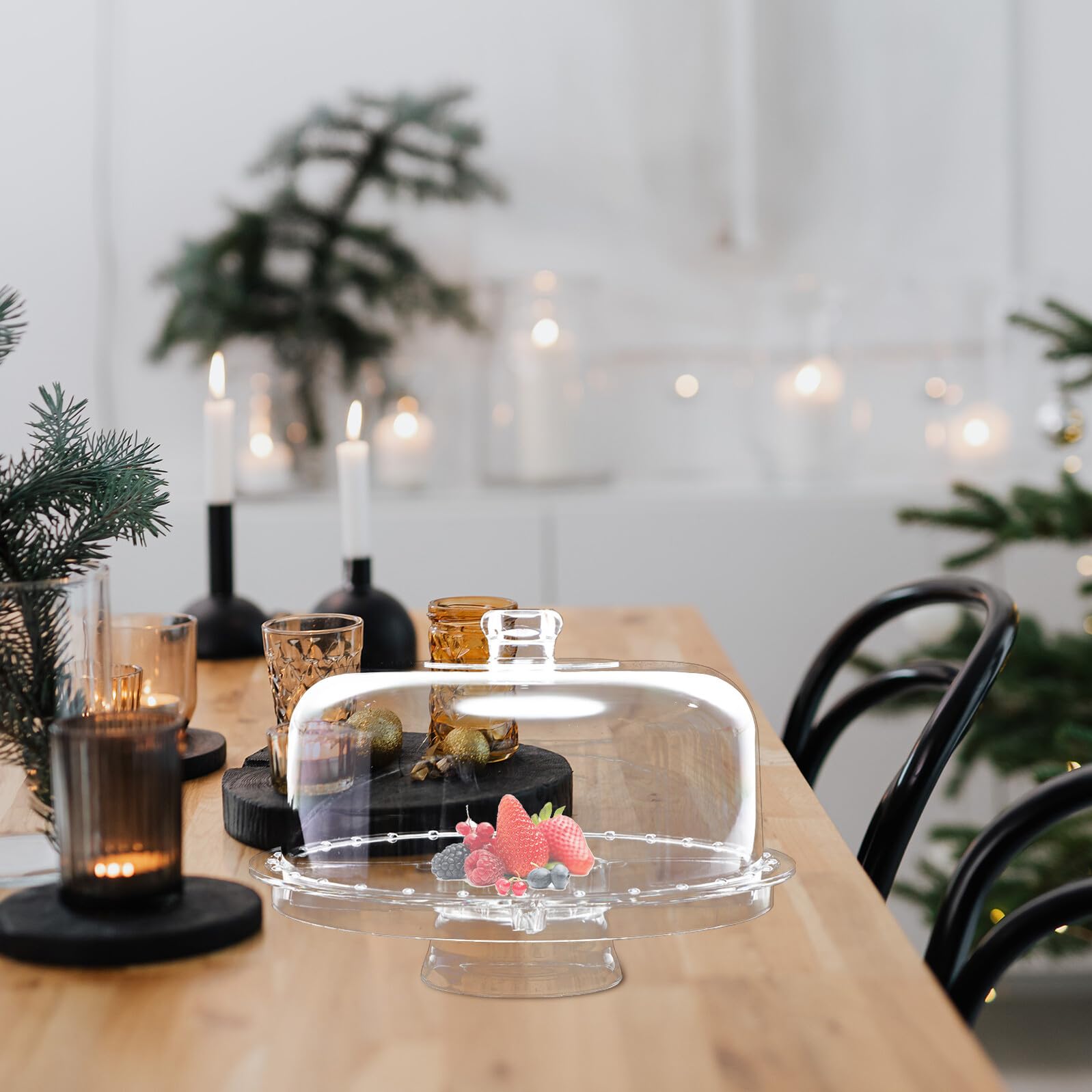Transparenter Tortenhalter aus Acryl, Groß, 6-in-1, mit Deckel | Kuchenfuß und Servierplatte, Dessertständer für Tischdeko, Hochzeitsfeier