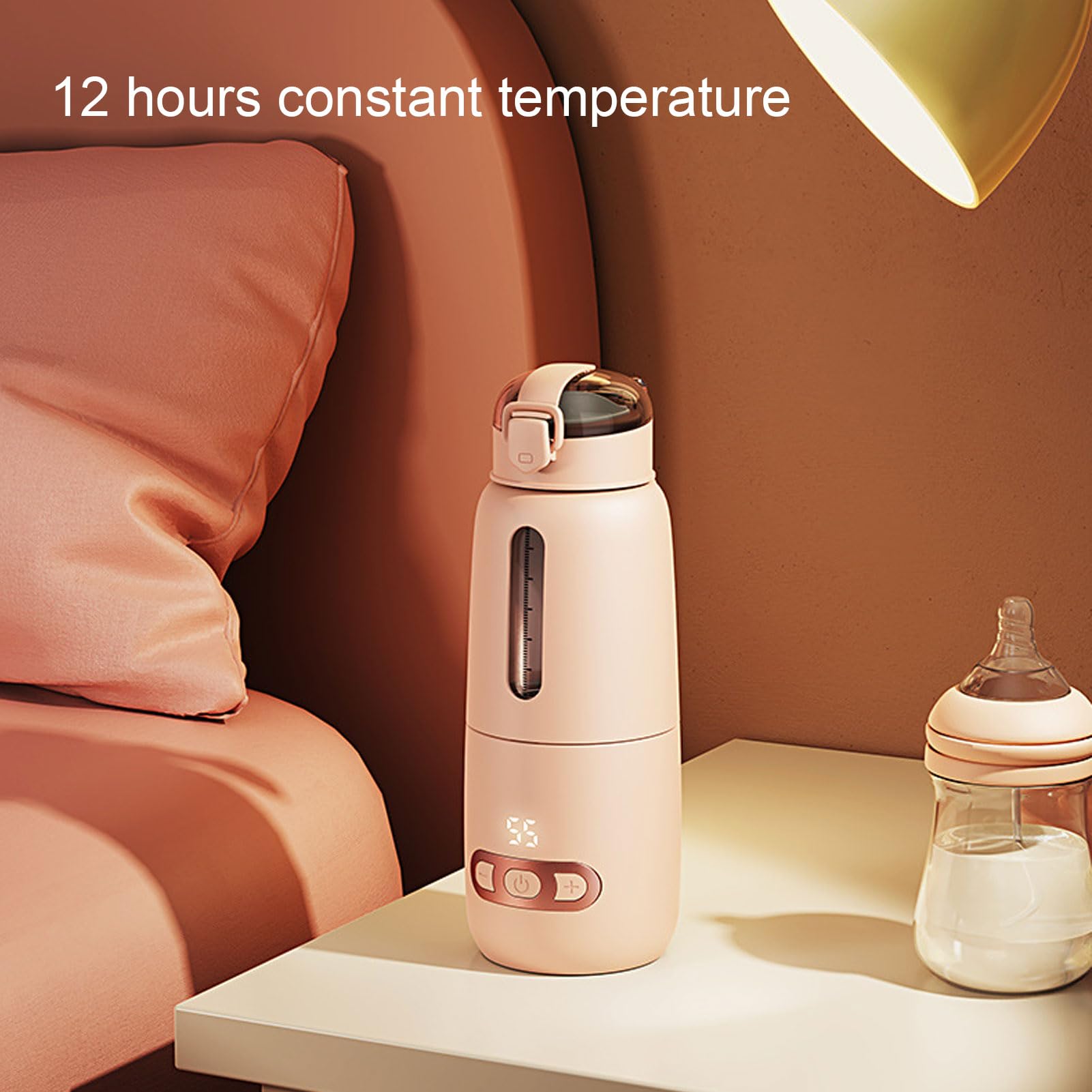 Scaldalatte Portatile Senza Fili, Riscaldamento Rapido Per Latte Materno, Scaldabiberon Per Viaggi, Auto, Ufficio, Casa, Da 37°C a 55°C, 15000mAh, 300ML
