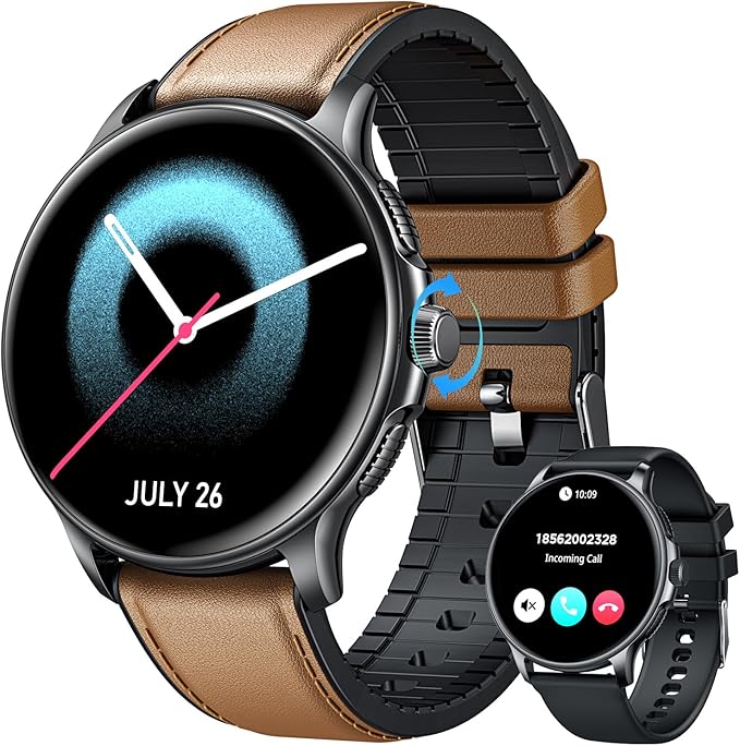 Reloj Inteligente Hombre Smartwatch con Llamadas: 1.43" Redondo AMOLED Display de Pulsometro Presion Arterial Sueño 100+ Modo Deportivo Podómetro IP68 Impermeable con Smartwatch para iOS Android