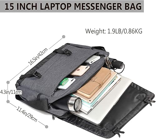 Miniatura 2 de Bolsa de mensajero para hombre, ligera, resistente al agua, 15.6 pulgadas, bolsa para laptop, bolsa de hombro para oficina de negocios