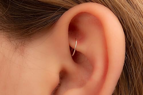 Miniatura 4 de Small Cartilage Hoop Sterling Silver Huggie Hoop Earrings for Women Cartilage Nose Helix Tragus (Silver, 6mm 24 gauge  1 pair)