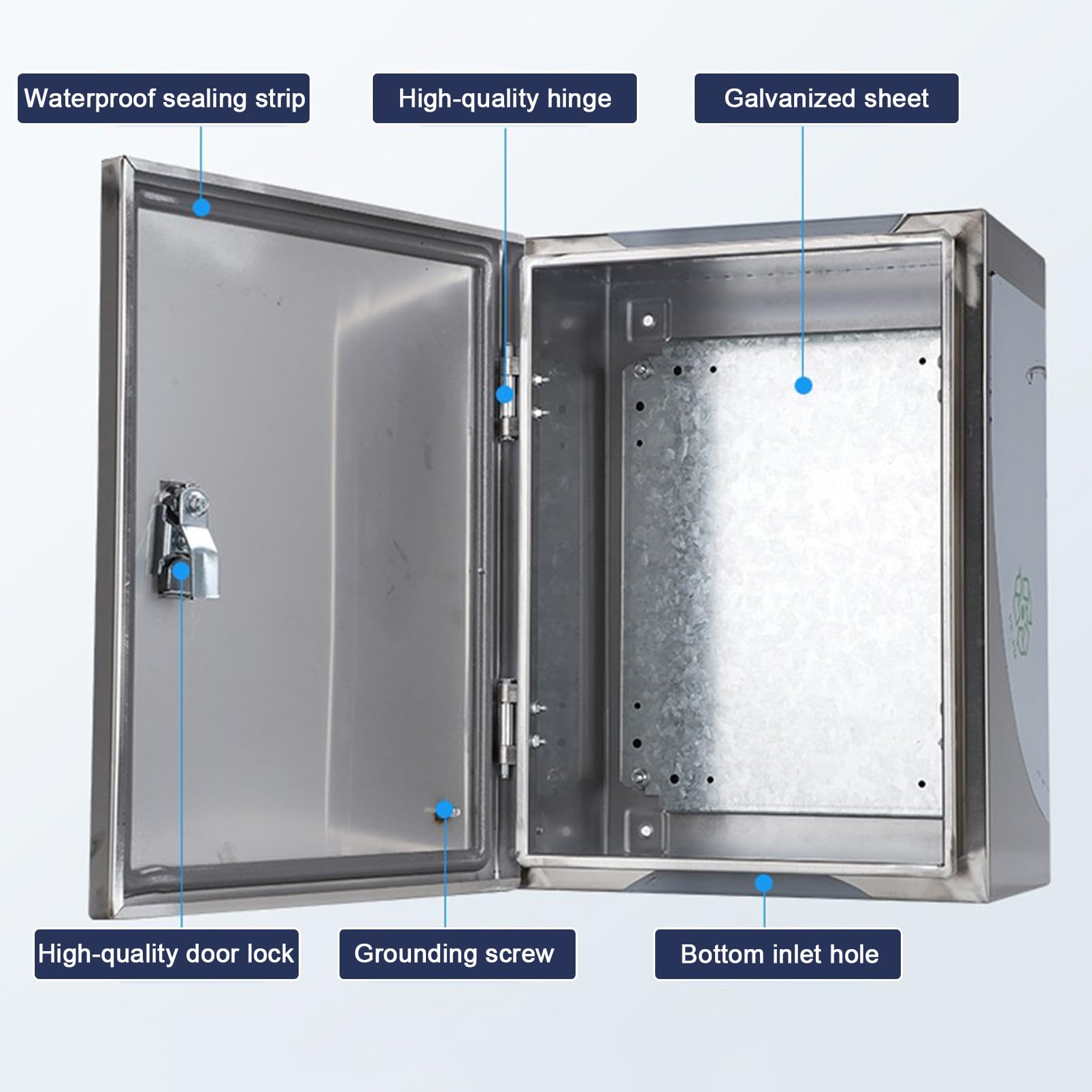 Genérico Caja de recinto eléctrico montada en la Pared, Caja Protectora de Cargador EV de Acero Inoxidable con Bloqueo de Llave, Caja de unión Impermeable