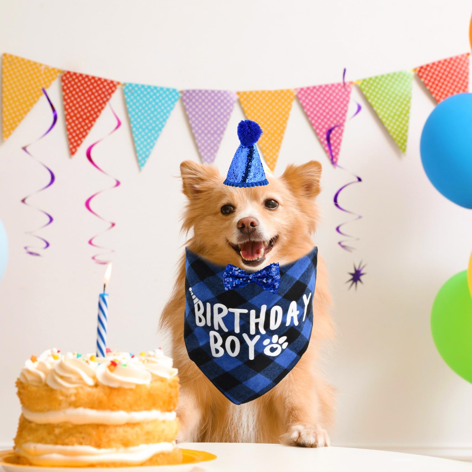Kit Compleanno Per Cani - 13 Cappelli Festa + Bandana + Collare Papillon - Per Taglie Piccole, Medie E Grandi