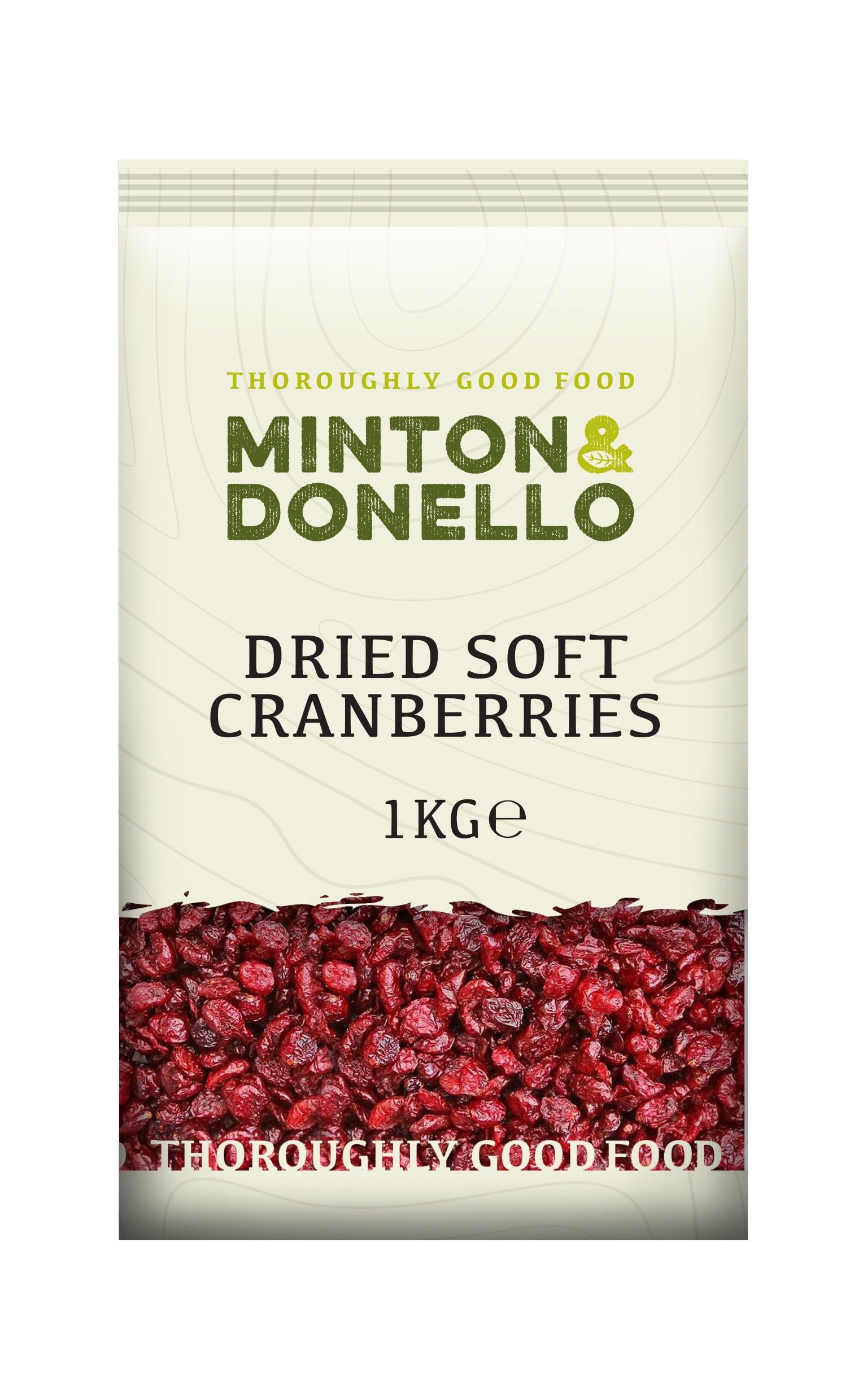 Minton & Donello 1Kg Dried Soft Cranberries - Ideal for Snacking and Baking