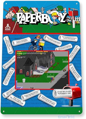 Tinworld Cartel de estaño Paperboy Arcade Sign Game Room Sign Marquesina Retro Classic Gaming Console C735