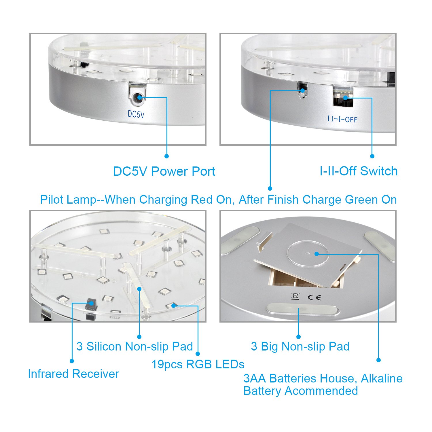 Buy Kitosun 6inch Under Vase Led Light Base Multicolors RGB LED w