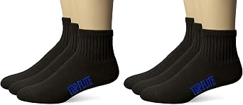 Top Flite Mens Sport Full Cushion Quarter Socks 6 Pair Pack