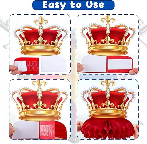 Miniatura 3 de 8 piezas de decoración de fiesta de caballeros medievales, centros de mesa de nido de abeja, suministros de decoración de fiesta de cumpleaños de