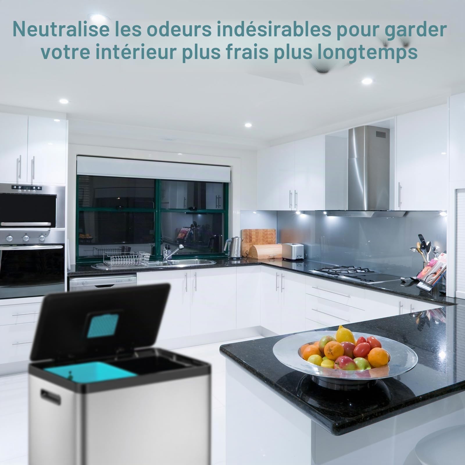 Lot de 12 Filtres Désodorisants pour Poubelles, Filtre à Charbon Actif Désodorisant au Charbon Actif Puissant Compatible avec les Poubelles EKO